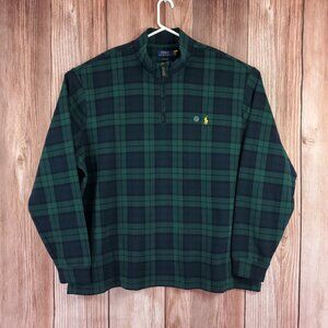 NWT Polo Ralph Lauren Estate Rib Mens 3XLT 1/4 Zip Green Tartan Plaid Sweater